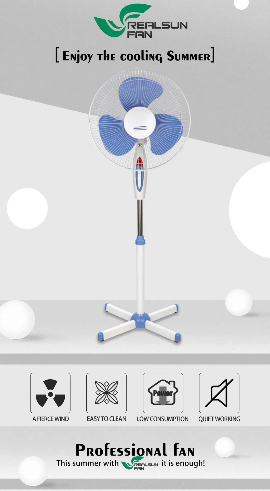 Factory Directly Selling 16inch Electric Stand Fan with Light